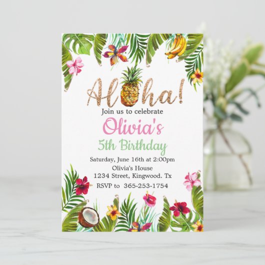 Aloha Tropical Einladung (Stehend Vorderseite)