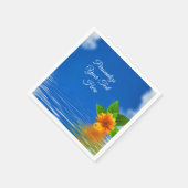 Aloha Tropical Elegante Blume auf Ocean Hawaiian Serviette (Ecke)