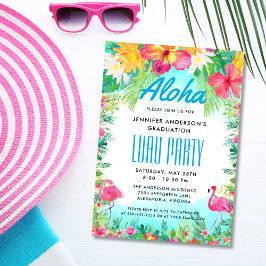 Aloha Tropical Flamingo Abschluss Luau Party Einladung