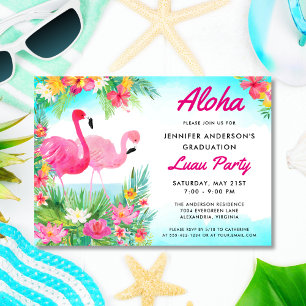 Aloha Tropical Flamingo Abschluss Luau Party Einladung