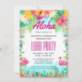 Aloha Tropical Flamingo Abschluss Luau Party Einladung (Vorderseite)