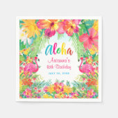 Aloha Tropical Flamingo Birthday Luau Paper Serviette (Vorderseite)