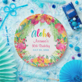 Aloha Tropical Flamingo Birthday Luau Party  Pappteller (Party)