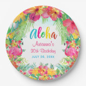 Aloha Tropical Flamingo Birthday Luau Party  Pappteller (Vorderseite)