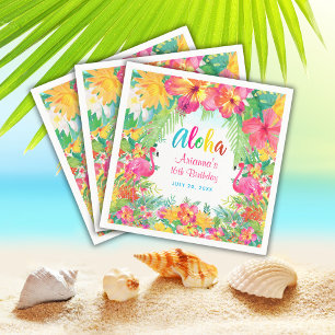 Aloha Tropical Flamingo Geburtstags-Luau-Papier Serviette