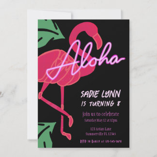 Aloha Tropical Flamingo Hawaiian Geburtstag Einladung