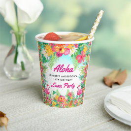 Aloha Tropical Flamingo Luau Birthday Paper Cups Pappbecher