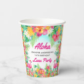 Aloha Tropical Flamingo Luau Birthday Paper Cups Pappbecher (Rückseite)