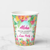 Aloha Tropical Flamingo Luau Birthday Paper Cups Pappbecher (Vorderseite)