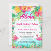 Aloha Tropical Flamingo Luau Couple's Dusche Einladung (Vorderseite)
