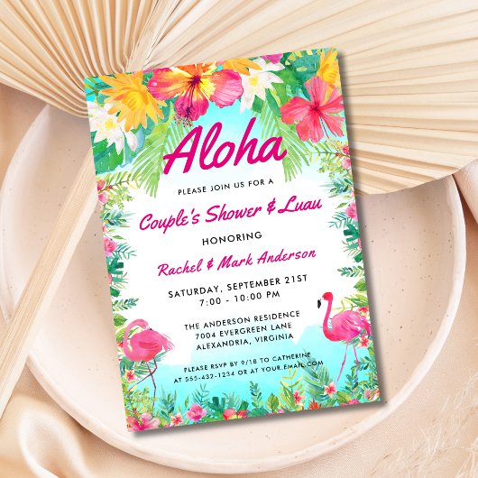 Aloha Tropical Flamingo Luau Couple's Dusche Einladung