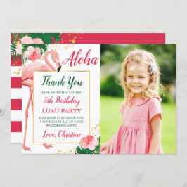 Aloha Tropical Flamingo Pink Floral Geburtstag Fot Dankeskarte