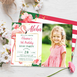 Aloha Tropical Flamingo Pink Floral Geburtstag Fot Einladung