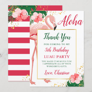 Aloha Tropical Flamingo Rosa Blumengeburtstag Dankeskarte