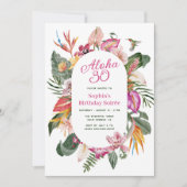 Aloha Tropical Floral Birthday Einladung (Vorderseite)