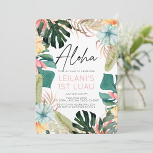 Aloha Tropical Floral & Botanical 1. Geburtstag Einladung