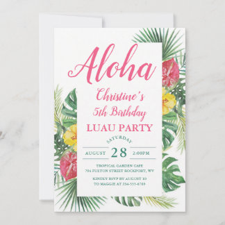 Aloha Tropical Floral Luau Geburtstag Einladung
