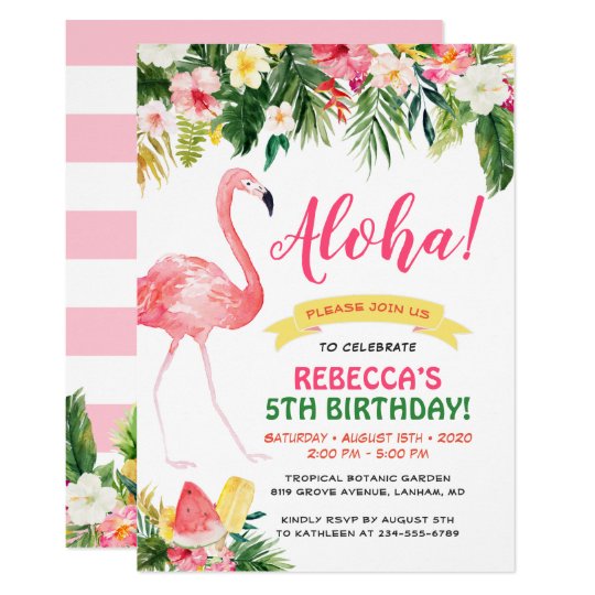 Aloha Tropical Floral Luau Kindergeburtstag Party Einladung Zazzle De