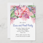 Aloha Tropical Floral Luau Pool Party Einladung (Vorderseite)