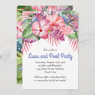 Aloha Tropical Floral Luau Pool Party Einladung