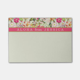 Aloha Tropical Floral Pink und Limone Custom Post-it Klebezettel