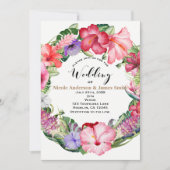 Aloha Tropical Floral Wreath Luau Wedding Party Einladung (Vorderseite)