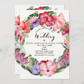 Aloha Tropical Floral Wreath Luau Wedding Party Einladung (Vorne/Hinten)