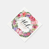 Aloha Tropical Floral Wreath Luau Wedding Party Serviette (Ecke)