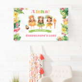 Aloha Tropical girl Luau Birthday Party Banner (Insitu)