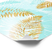 Aloha-Tropical Gold Metal Foil Aqua Palm Blätter Fotodruck (Ecke)