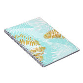 Aloha-Tropical Gold Metal Foil Aqua Palm Blätter Notizblock (Rechte Seite)