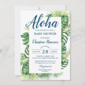 Aloha Tropical Greenerenery Blue Baby Dusche Einladung (Vorderseite)