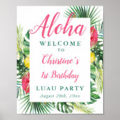 Aloha Tropical Greenerenery Luau Birthday Welcome Poster (Vorne)