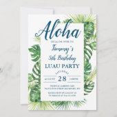 Aloha Tropical Greenerenery Luau Geburtstagsparty Einladung (Vorderseite)