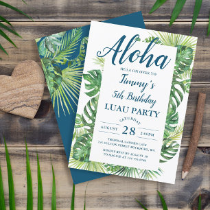 Aloha Tropical Greenerenery Luau Geburtstagsparty Einladung