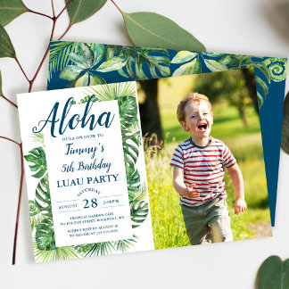 Aloha Tropical Greenerity Luau Birthday Foto Einladung