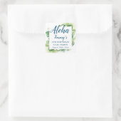 Aloha Tropical Greenerity Luau Birthday Quadratischer Aufkleber (Tasche)