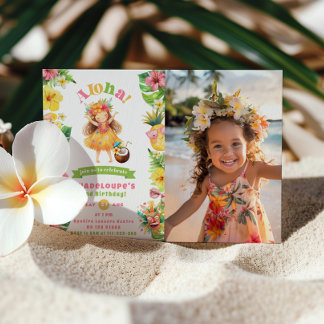 Aloha Tropical Hawaii luau Foto zum Geburtstag Einladung