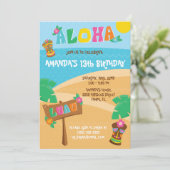 Aloha! Tropical, Hawaii Luau Themed Birthday Party Einladung (Stehend Vorderseite)