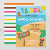 Aloha! Tropical, Hawaii Luau Themed Birthday Party Einladung (Vorne/Hinten)