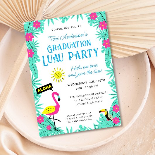 Aloha Tropical Hawaiian Abschluss Luau Party Einladung