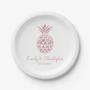 Aloha Tropical Hawaiian Ananas Hochzeit White Pappteller