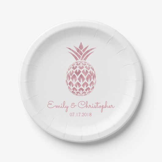 Aloha Tropical Hawaiian Ananas Hochzeit White Pappteller (Vorderseite)