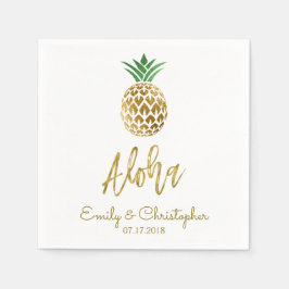 Aloha Tropical Hawaiian Ananas Hochzeit White Serviette
