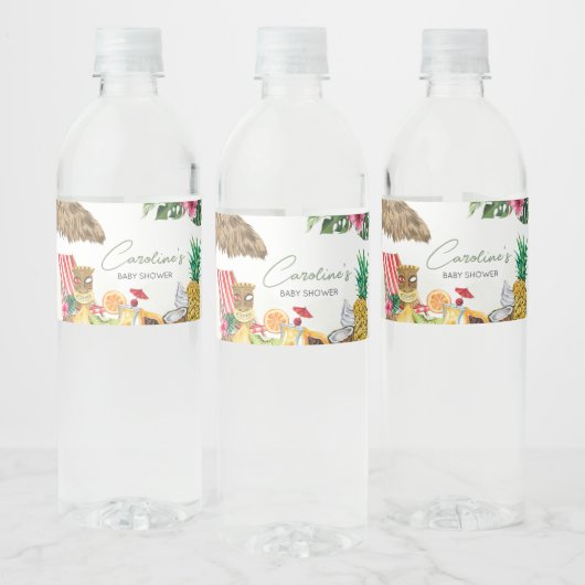 Aloha Tropical Hawaiian Baby Dusche Wasserflaschenetikett (Flaschen)