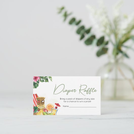 Aloha Tropical Hawaiian Baby Dusche Windeln Windel Begleitkarte (Stehend Vorderseite)