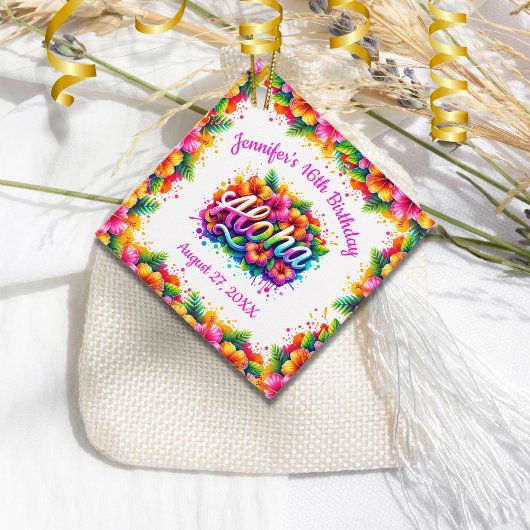 Aloha Tropical Hawaiian Birthday Luau Geschenkanhänger