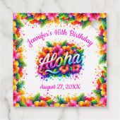 Aloha Tropical Hawaiian Birthday Luau Geschenkanhänger (Rückseite)