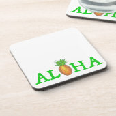 ALOHA Tropical Hawaiian Island Ananas Obst Getränkeuntersetzer (Linke Seite)