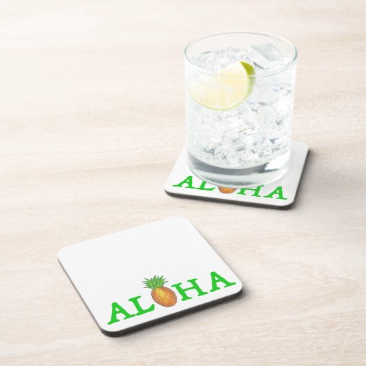 ALOHA Tropical Hawaiian Island Ananas Obst Getränkeuntersetzer (Rechte Seite)